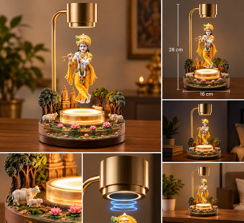 Floating Krishna Ji LED Lamp – Divine & Elegant Home Décor