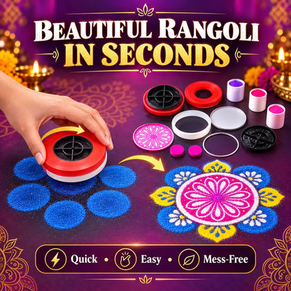 RangoliTwirl™ 4-Inch Magic Rotating Rangoli Maker Kit with 2 Design Jalis & Filter Box – Buy 1 Get 1 FREE 🌈🪔✨