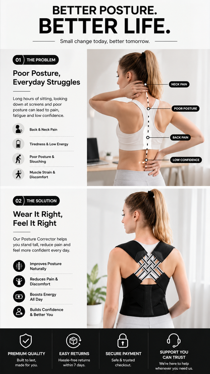 Adjustable Posture Corrector Belt for Men & Women