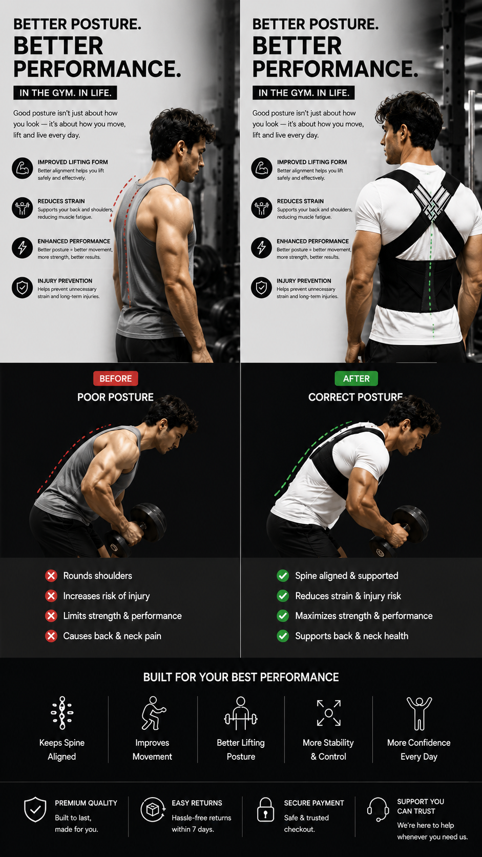 Adjustable Posture Corrector Belt for Men & Women