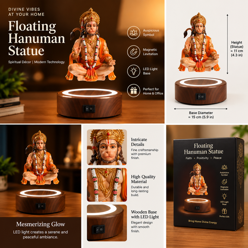 🕉️ Floating Hanuman Ji LED Levitation Lamp