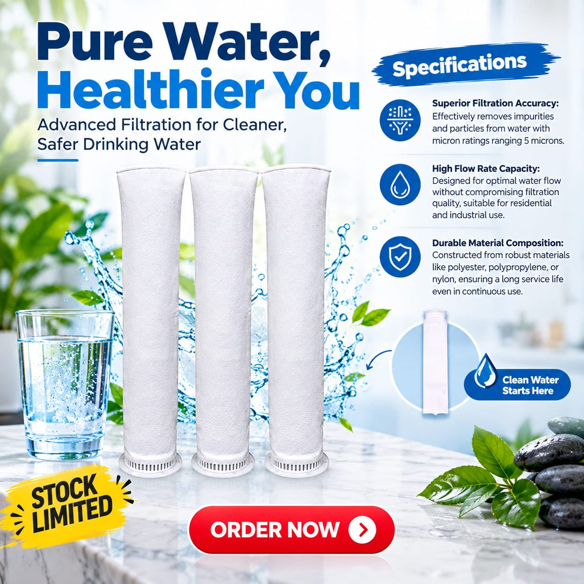 Water Tank Filter - 5 Micron Sediment (Set of 5 Pcs)