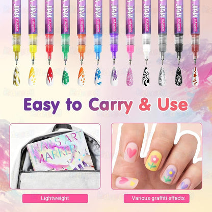 12 Colors Nail Art Pens Set