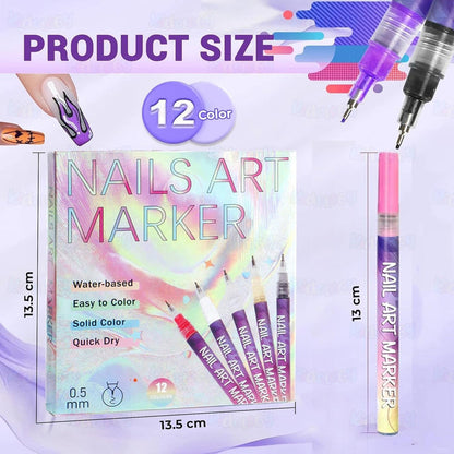 12 Colors Nail Art Pens Set