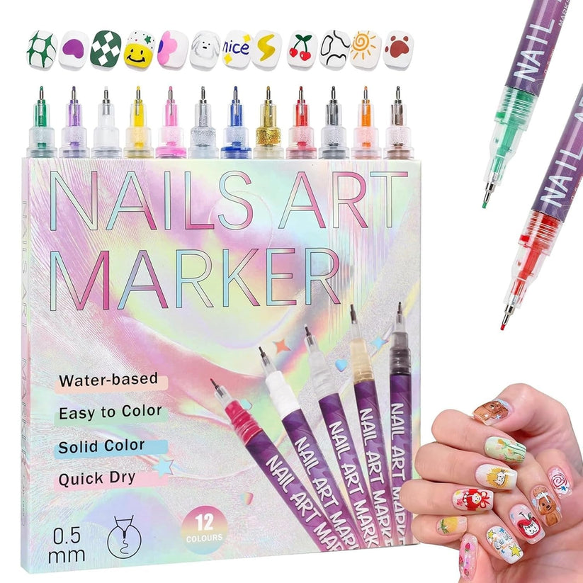12 Colors Nail Art Pens Set
