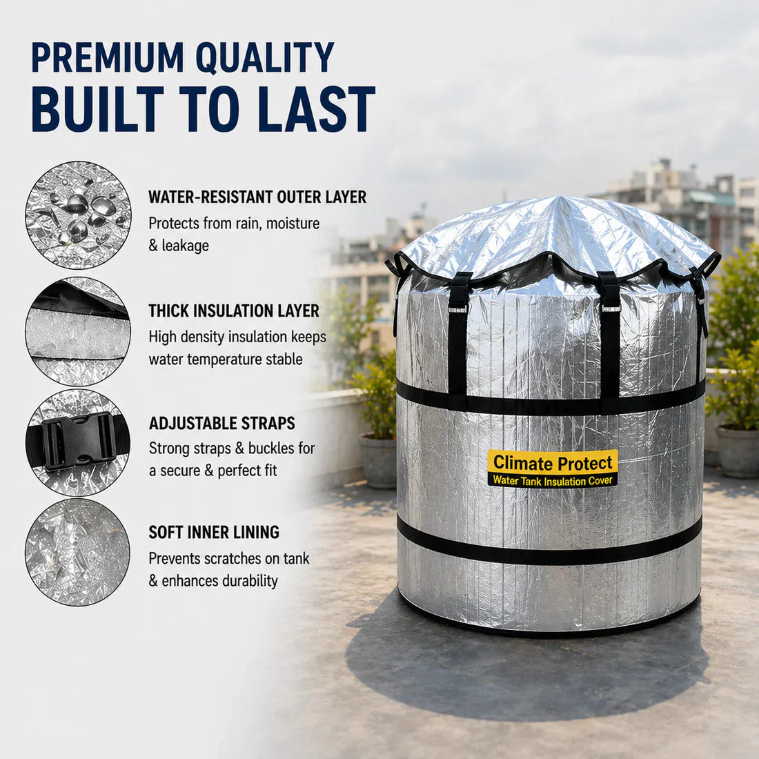 Climate Protect Water Tank™ Thermal Insulation Cover for Weatherproofing